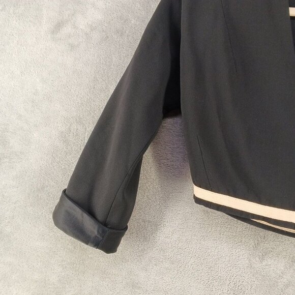 ALESSANDRO DELL ACQUA Wrap Crop Blazer Size 11 Junior Silk Wool Woven Black - Picture 3 of 13